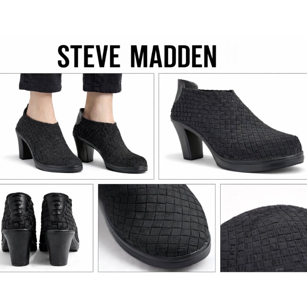 Steve Madden Black Woven Heeled Shoe Elizah